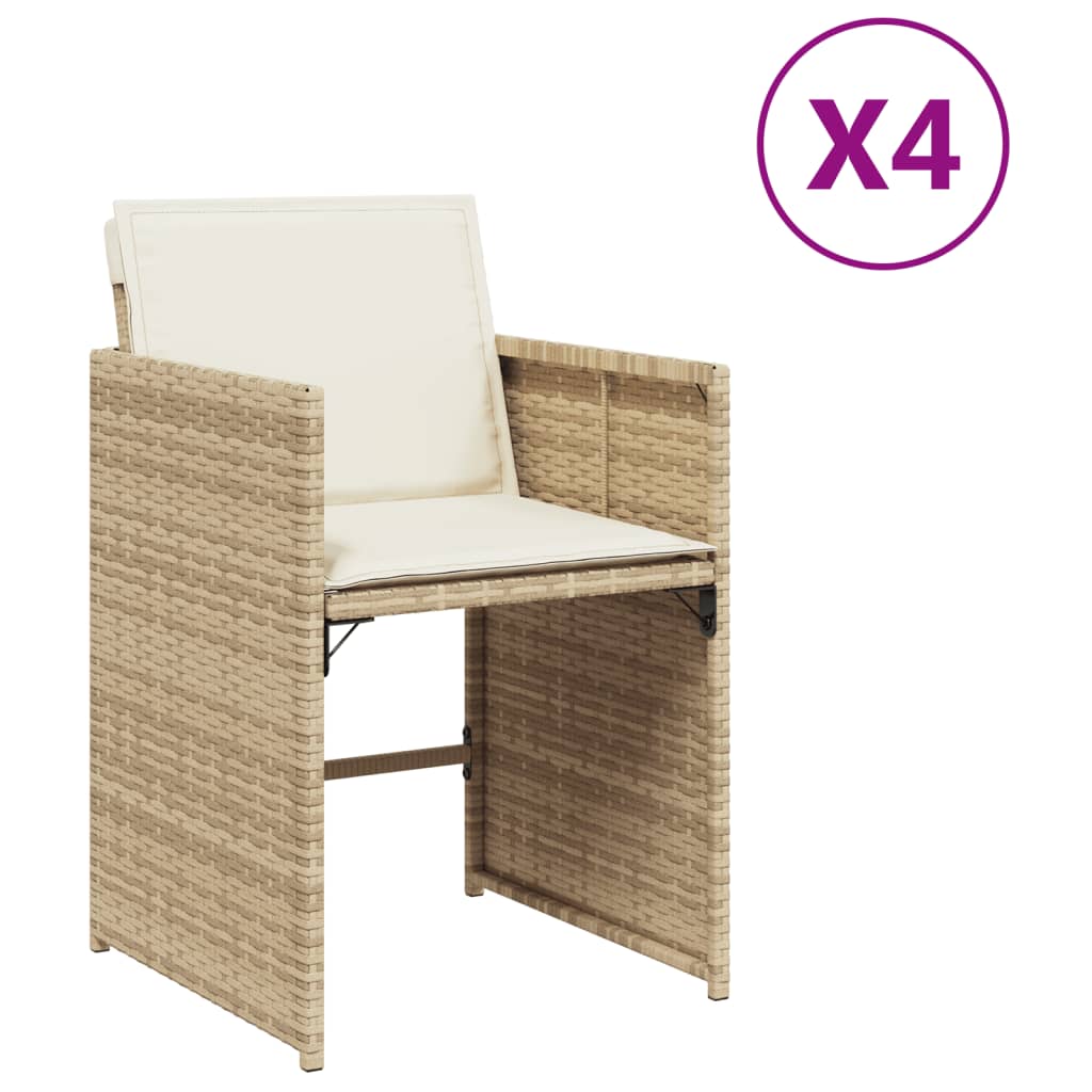 vidaXL Vrtne stolice s jastucima 4 kom bež boje od poliratana