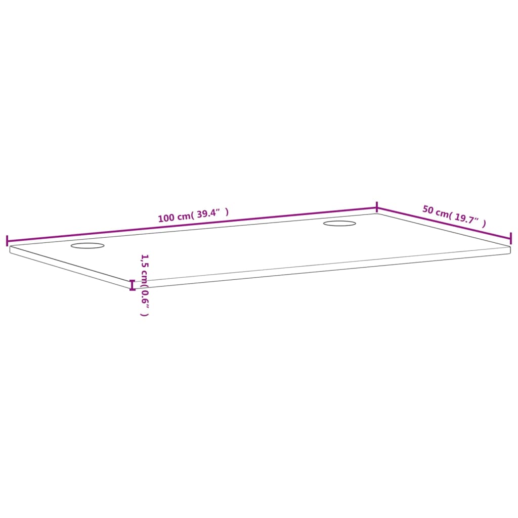 vidaXL Ploča za radni stol 100x50x1,5 cm od masivne bukovine