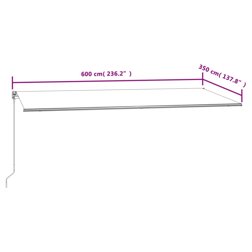 vidaXL Tenda na automatsko uvlačenje 600x350 cm antracit