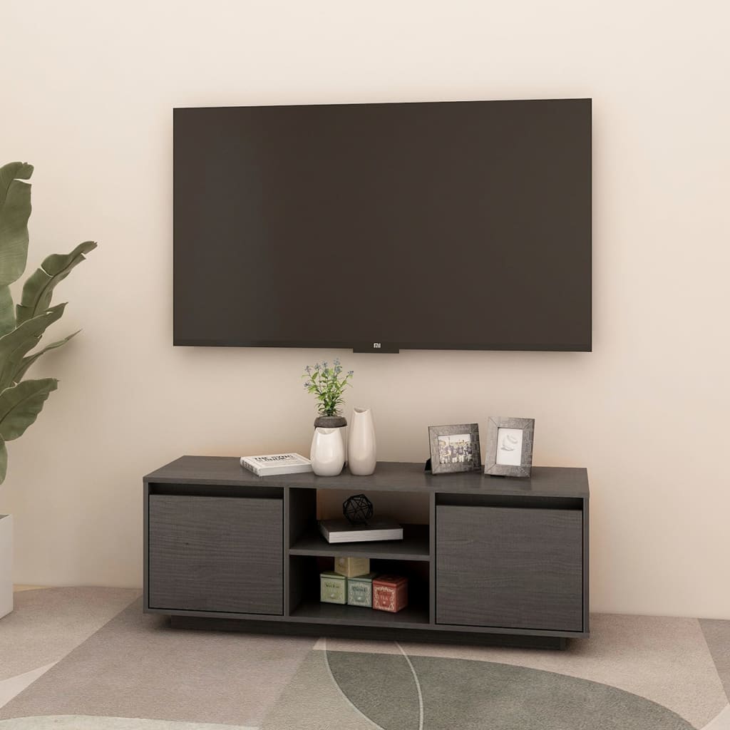 vidaXL TV ormarić sivi 110 x 30 x 40 cm od masivne borovine