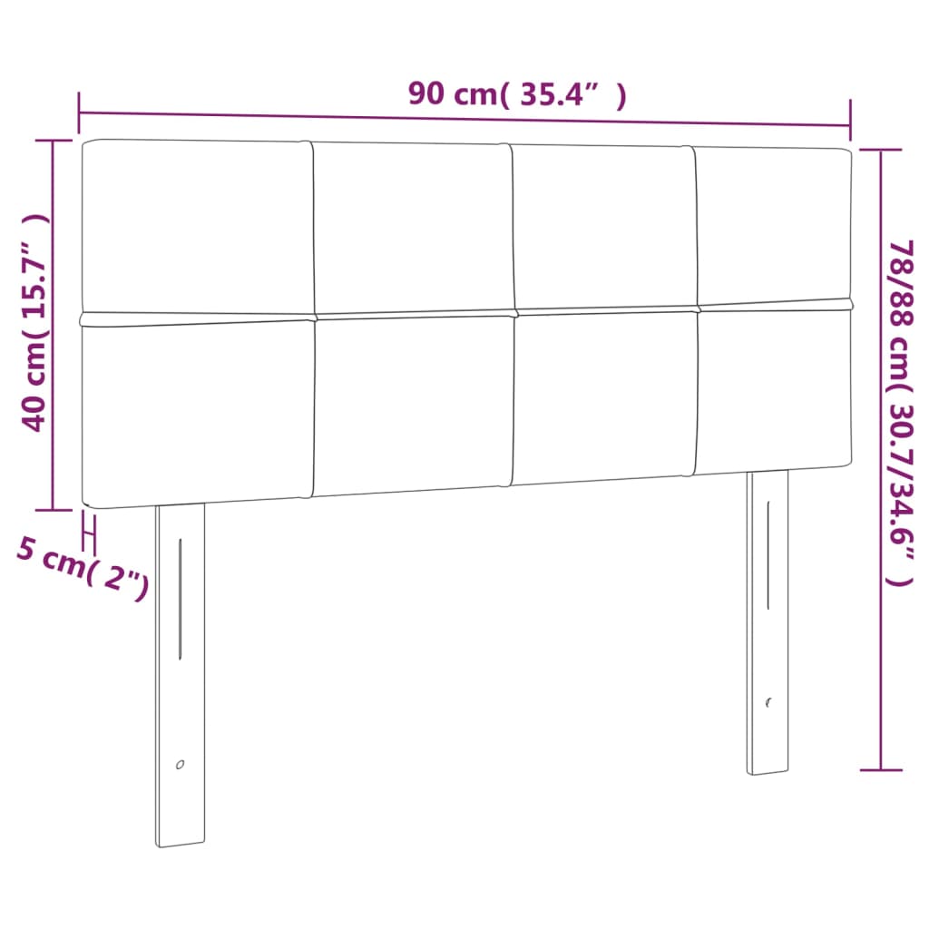 vidaXL Uzglavlje crno 90x5x78/88 cm baršunasto