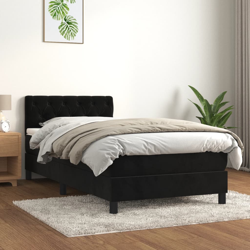 vidaXL Box spring krevet s madracem crni 80 x 200 cm baršunasti