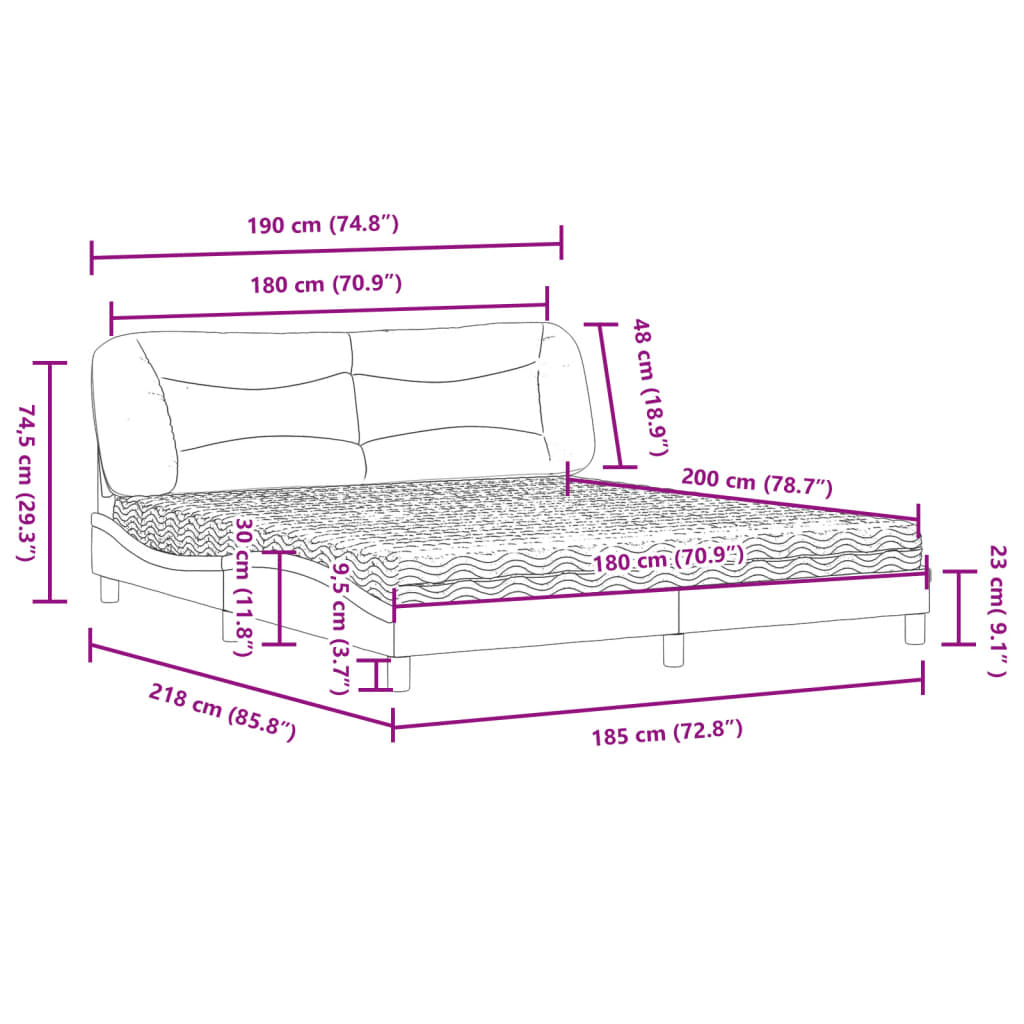 vidaXL Krevet s madracem bijeli 180 x 200 cm od umjetne kože