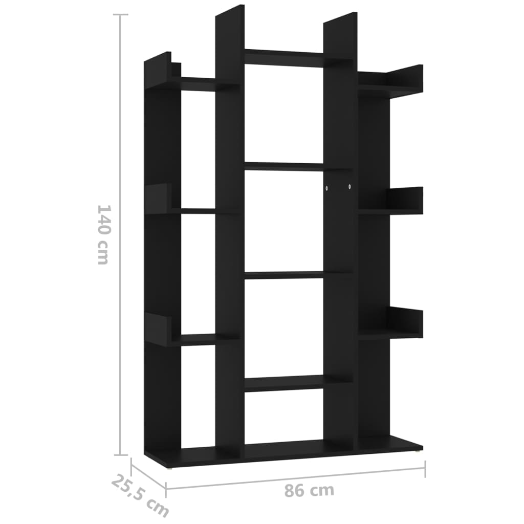 vidaXL Ormarić za knjige crni 86 x 25,5 x 140 cm konstruirano drvo