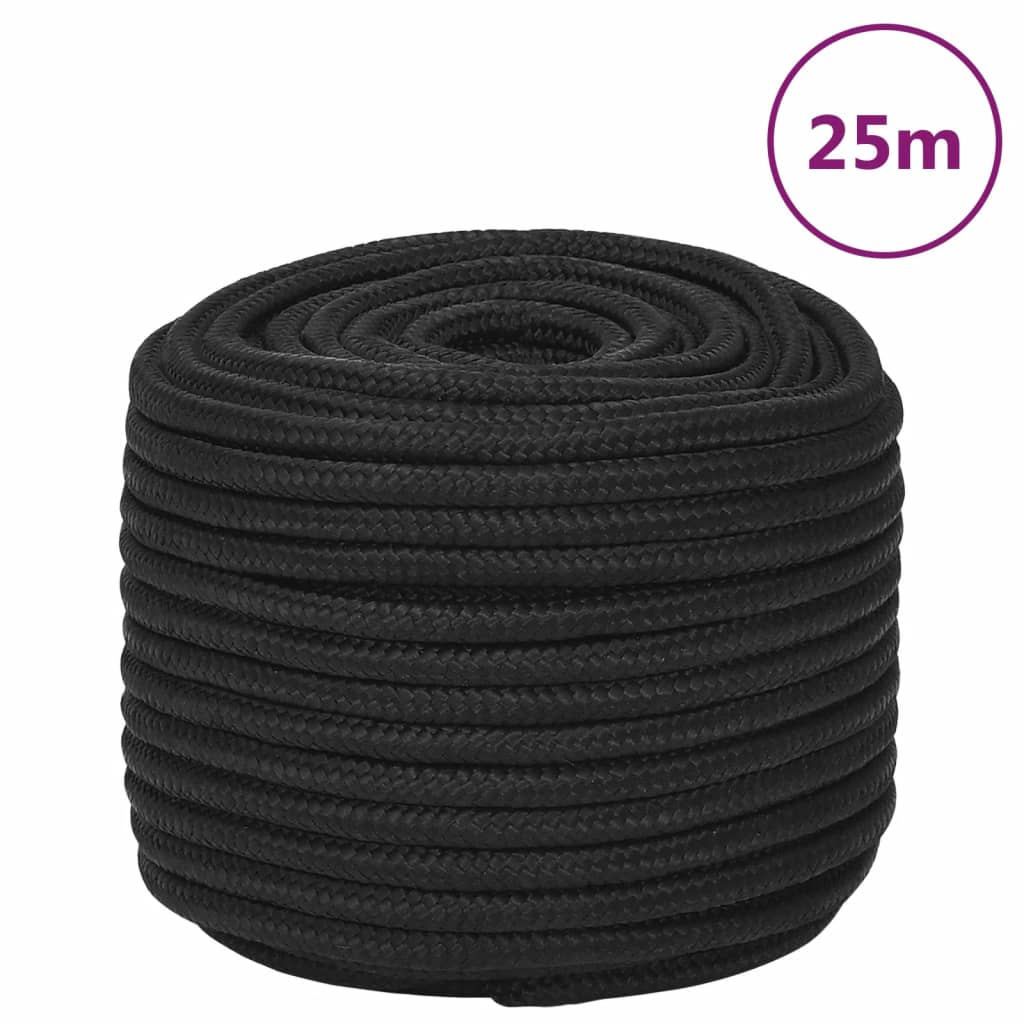 vidaXL Brodski konop tamnocrni 14 mm 25 m od polipropilena