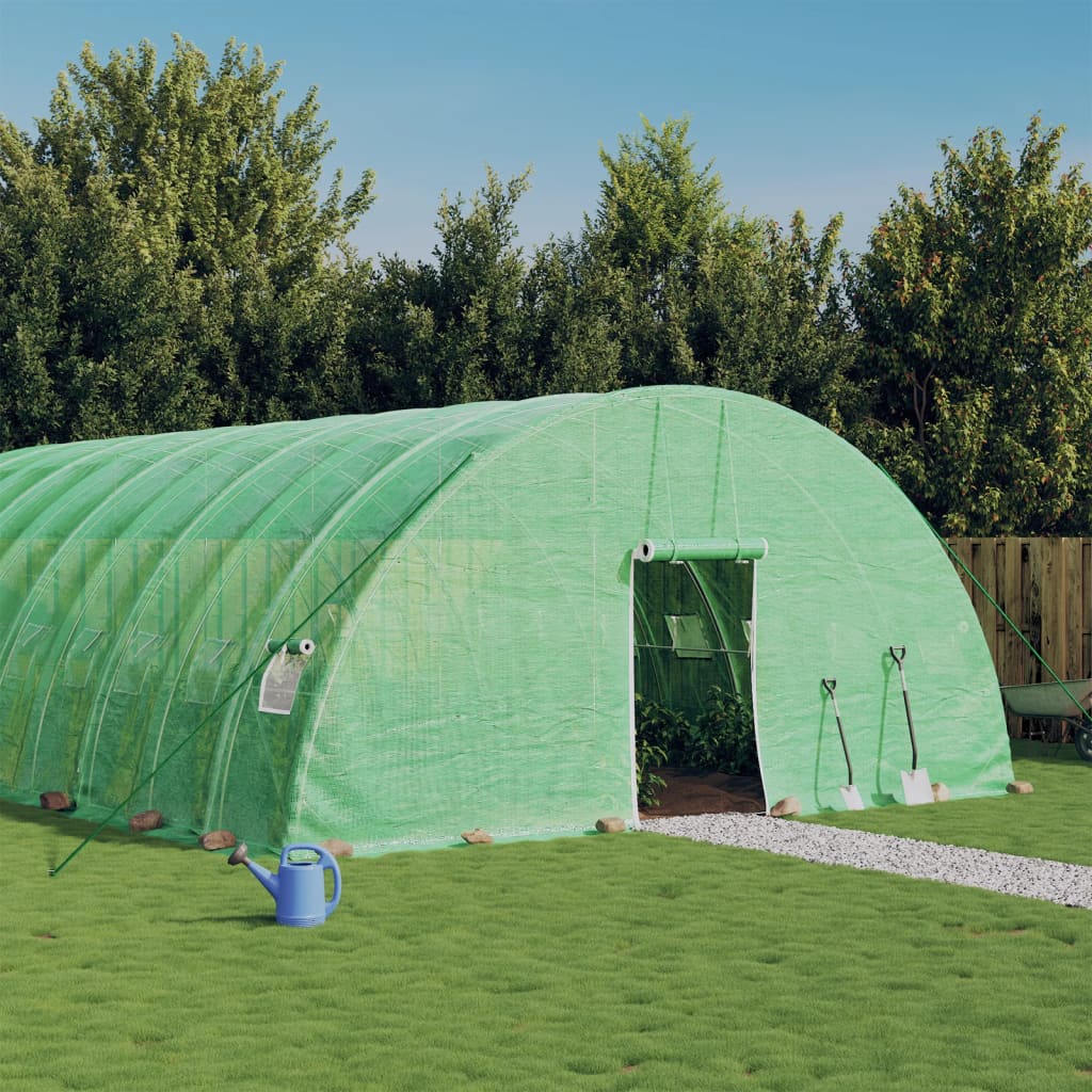 vidaXL Plastenik s čeličnim okvirom zeleni 48 m² 8 x 6 x 2,85 m