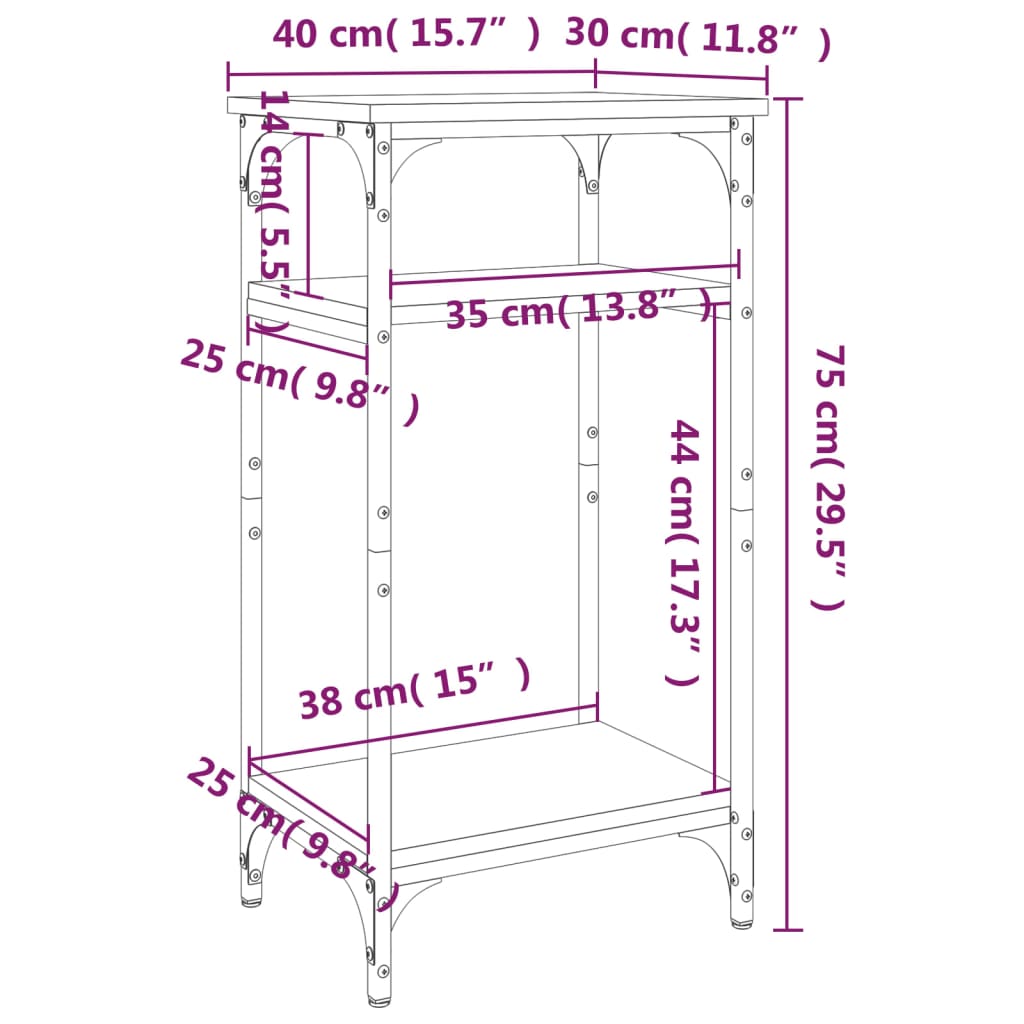 vidaXL Bočni ormarić Boja hrasta 40x30x75 cm od konstruiranog drva