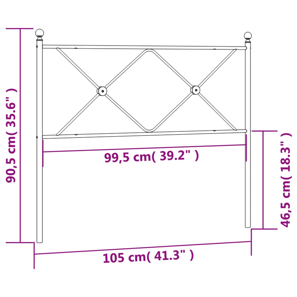 vidaXL Metalno uzglavlje crno 100 cm