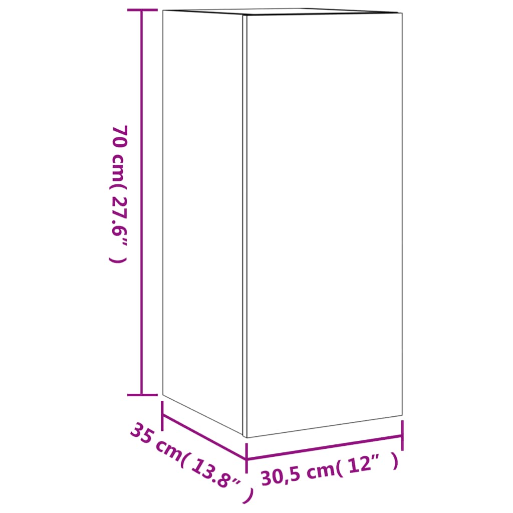 vidaXL Zidni TV ormarić s LED svjetlima crni 30,5 x 35 x 70 cm