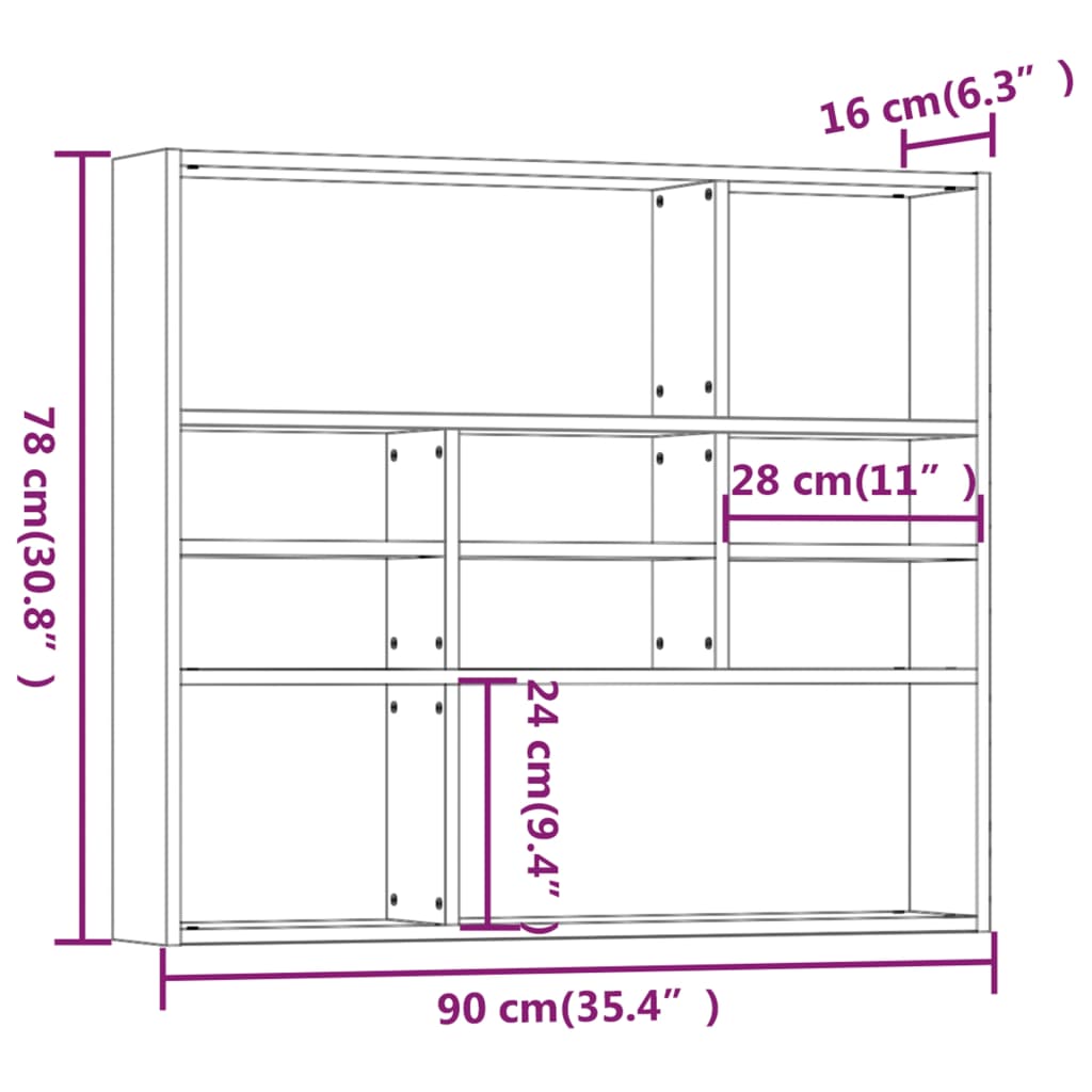 vidaXL Zidna polica boja hrasta 90 x 16 x 78 cm konstruirano drvo