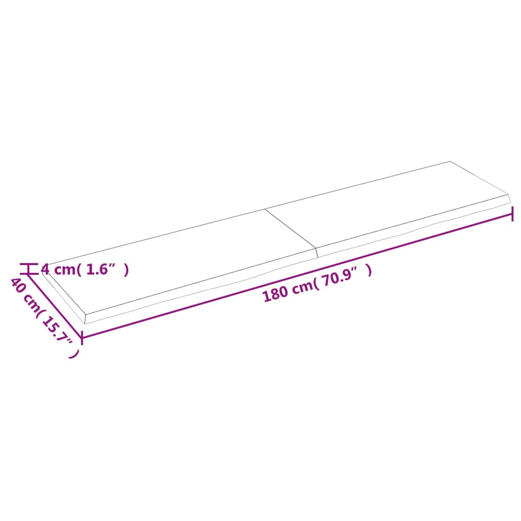 vidaXL Zidna polica svjetlosmeđa 180x40x(2-4) cm obrađena hrastovina