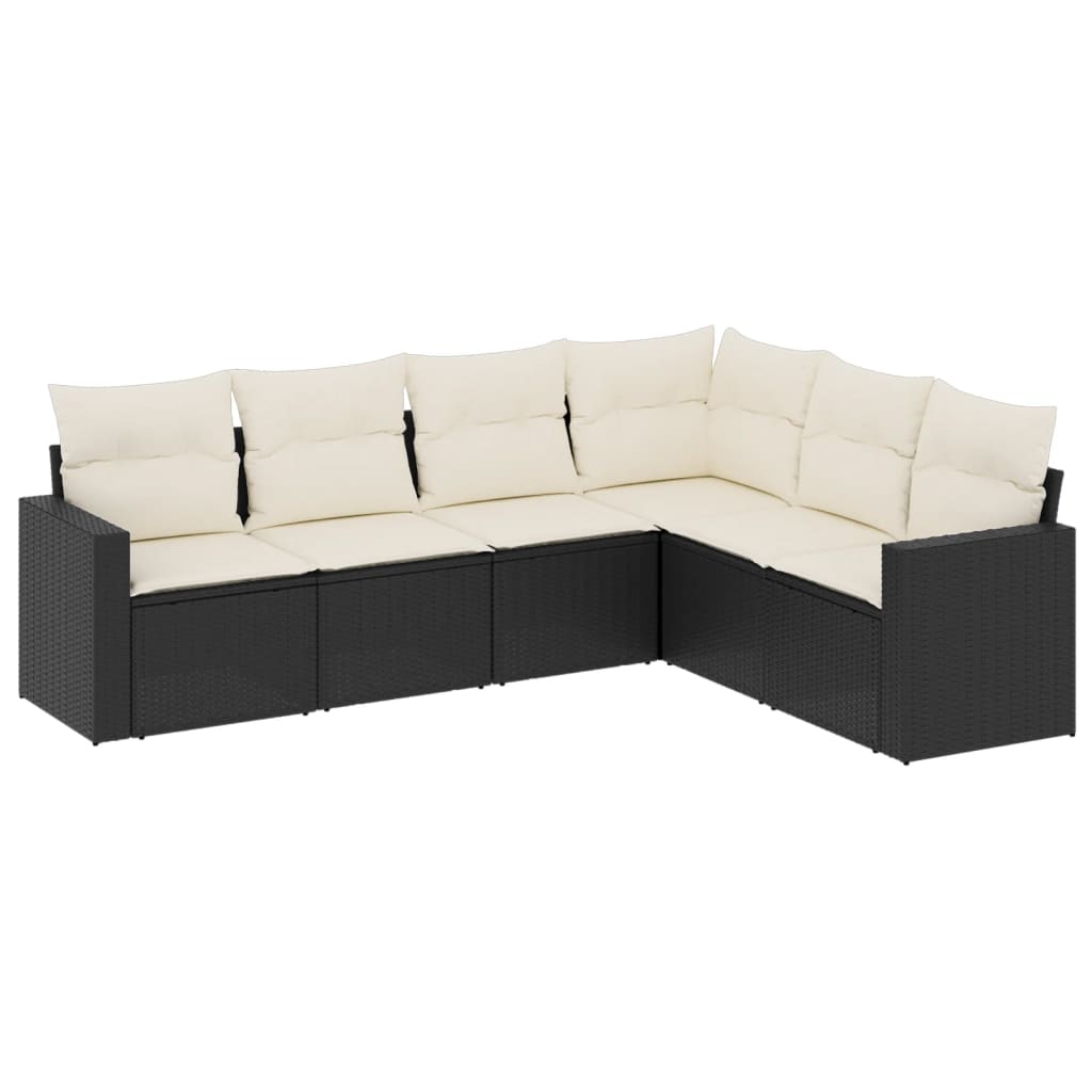 vidaXL 6-dijelni set vrtnih sofa s jastucima crni od poliratana