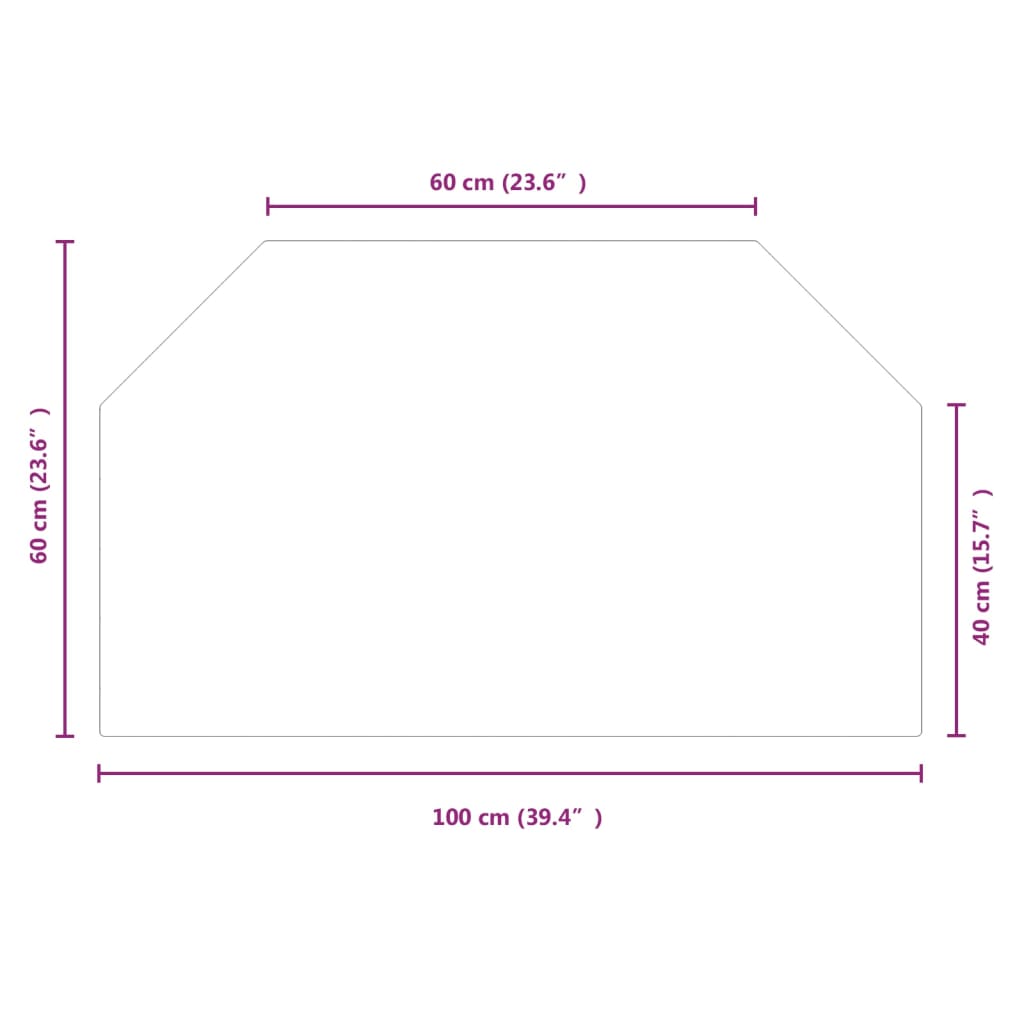 vidaXL Staklena ploča za kamin šesterokutna 100 x 60 cm