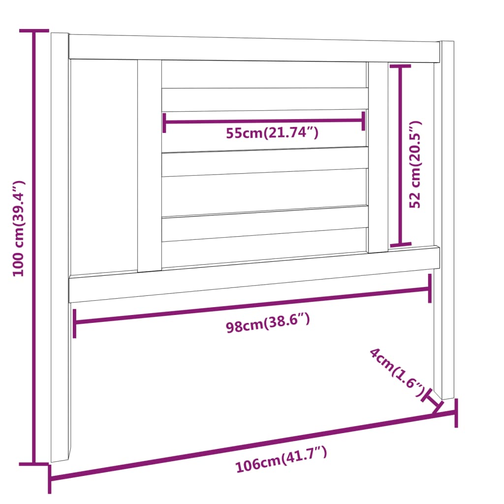 vidaXL Uzglavlje za krevet 106 x 4 x 100 cm od masivne borovine