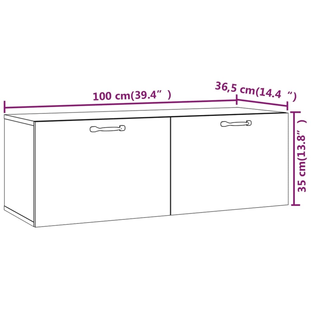 vidaXL Zidni ormarić Sonoma hrast 100 x 36,5 x 35 cm konstruirano drvo