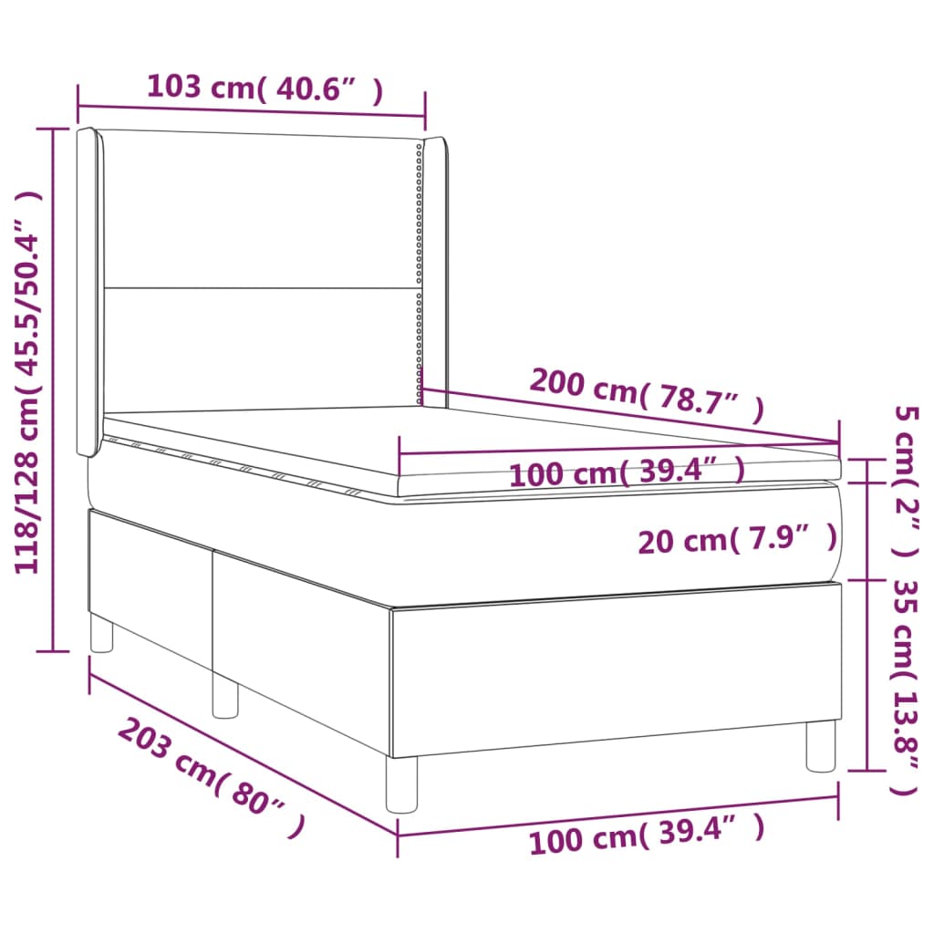 vidaXL Box spring krevet s madracem ružičasti 100x200 cm baršunasti