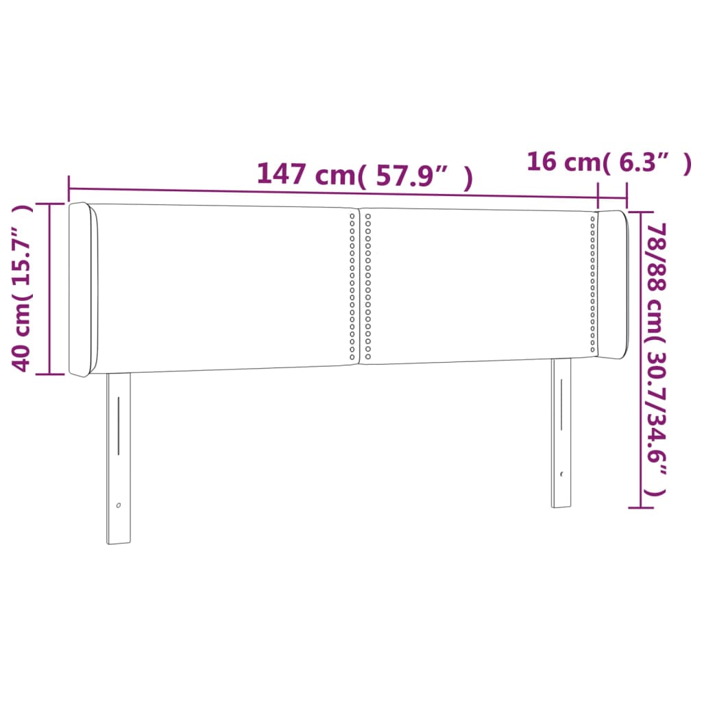 vidaXL LED uzglavlje tamnozeleno 147x16x78/88 cm baršunasto