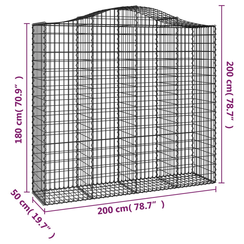 vidaXL Lučne gabionske košare 9 kom 200x50x180/200cm pocinčano željezo