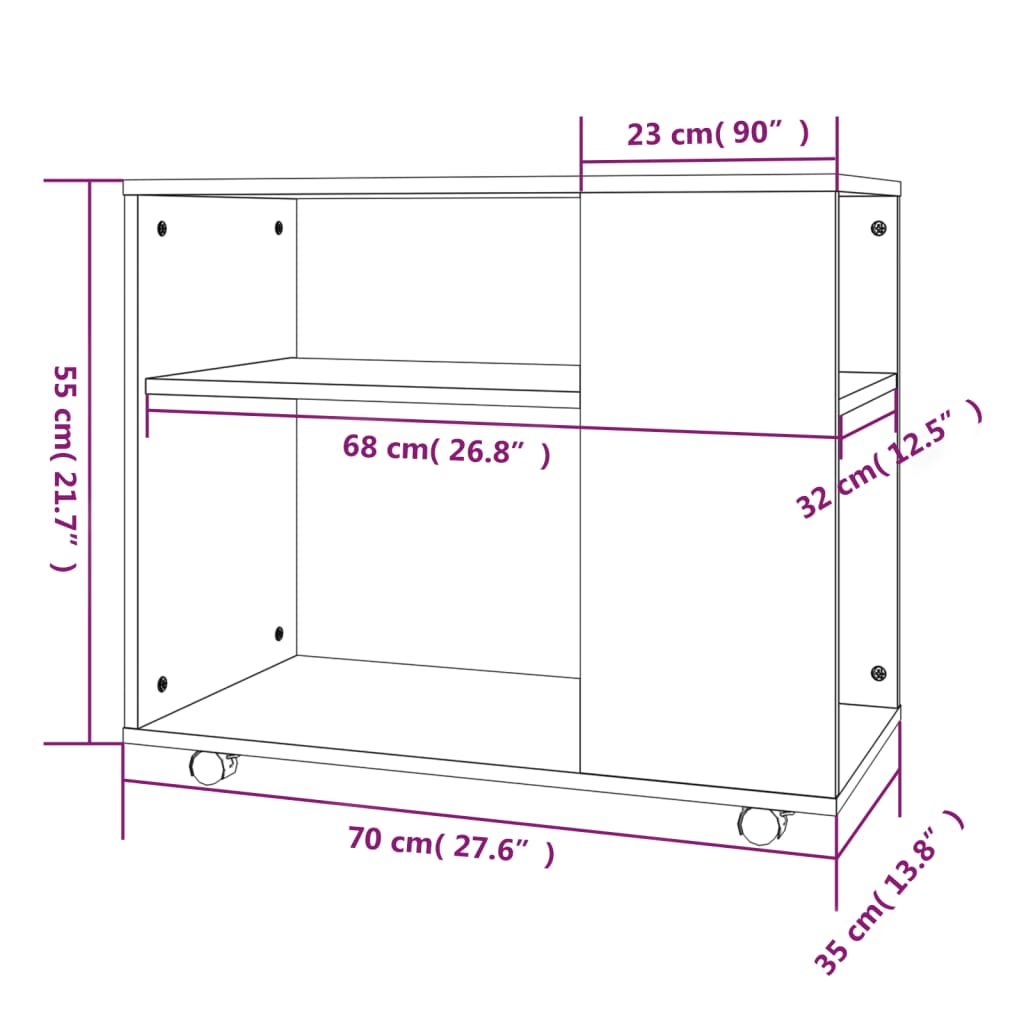 vidaXL Bočni stolić boja smeđeg hrasta 70x35x55 cm konstruirano drvo