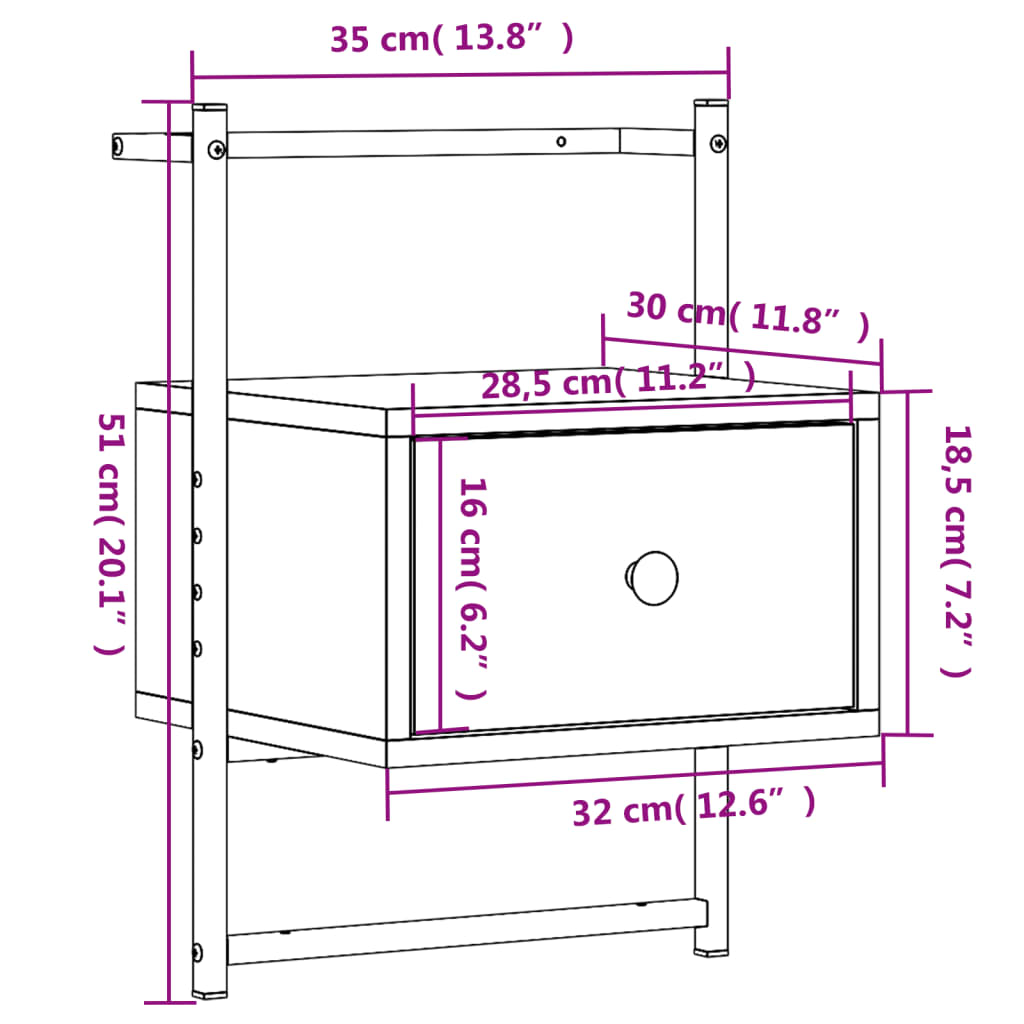 vidaXL Noćni ormarići zidni 2 kom crni 35x30x51 cm konstruirano drvo