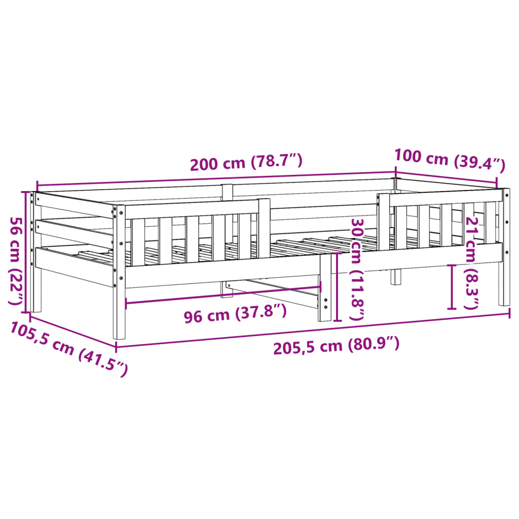 vidaXL Okvir kreveta bez madraca voštano smeđi 100x200 cm od borovine