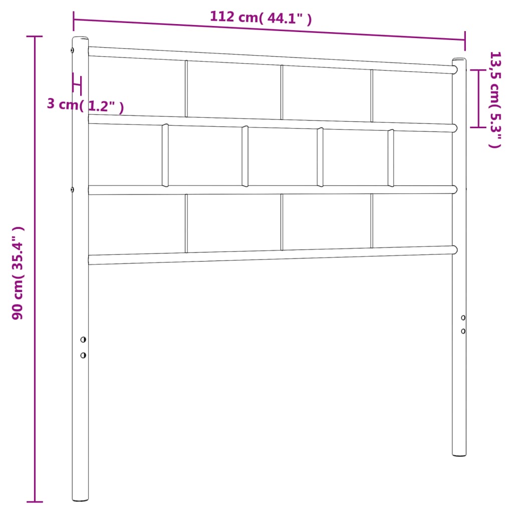 vidaXL Metalno uzglavlje bijelo 107 cm