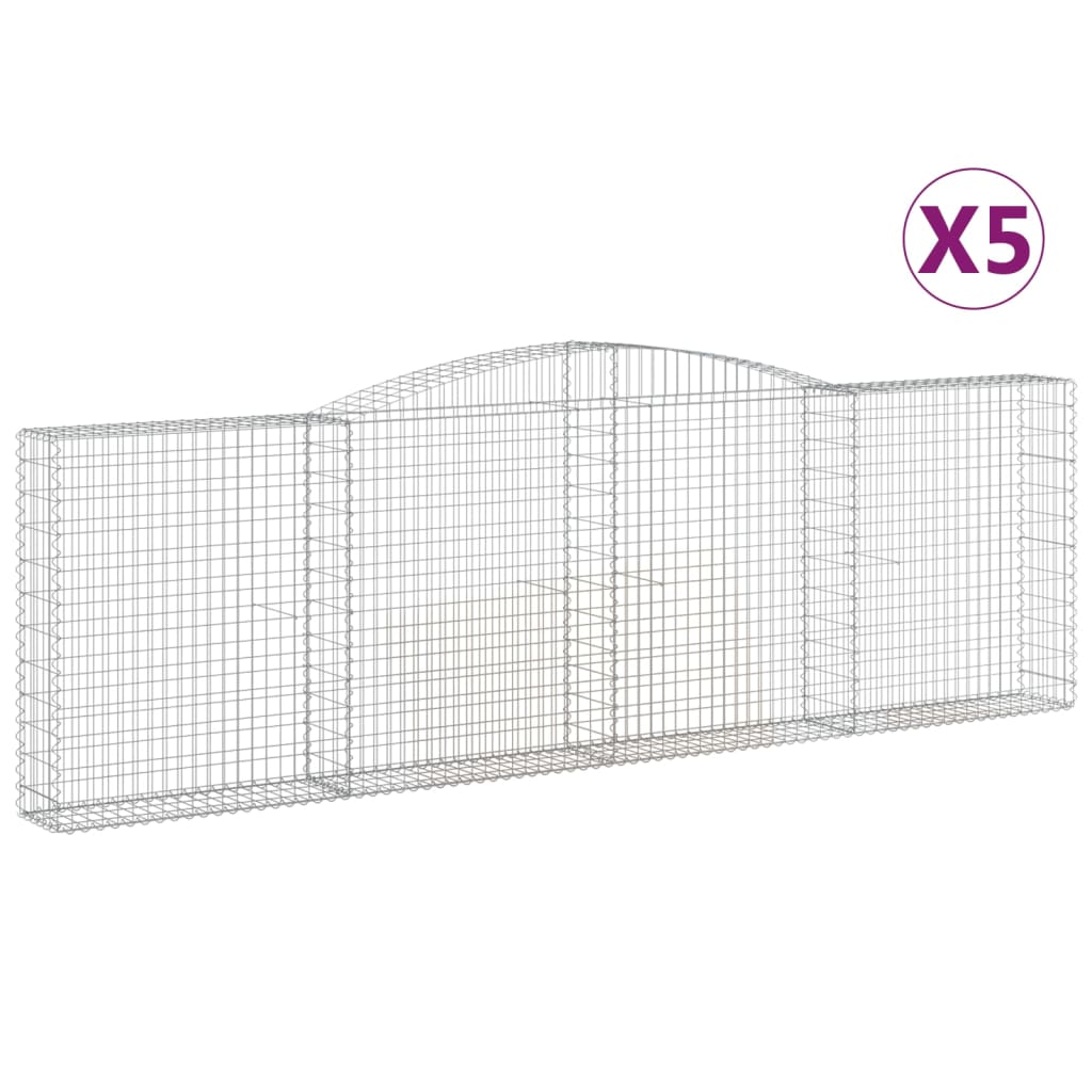 vidaXL Lučne gabionske košare 5 kom 400x30x120/140cm pocinčano željezo