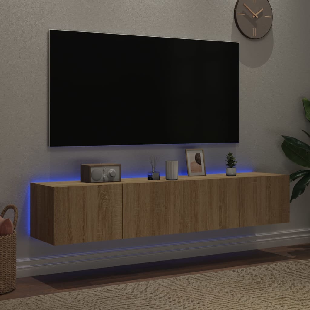 vidaXL Zidni TV ormarići LED 2 kom boja hrasta sonome 80x35x31 cm