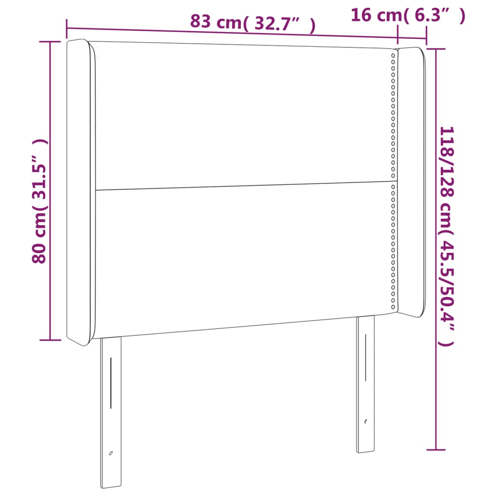 vidaXL LED uzglavlje svjetlosivo 83 x 16 x 118/128 cm od tkanine