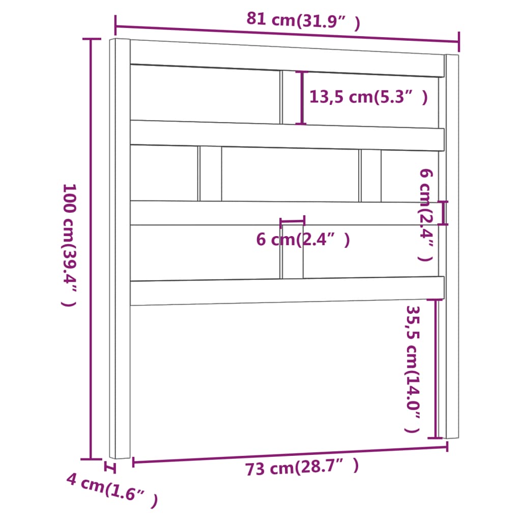 vidaXL Uzglavlje za krevet bijelo 81 x 4 x 100 cm od masivne borovine