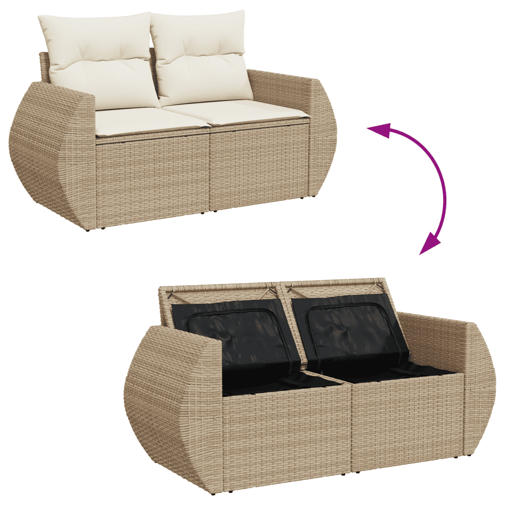 vidaXL 5-dijelni vrtni set sofa s jastucima bež od poliratana