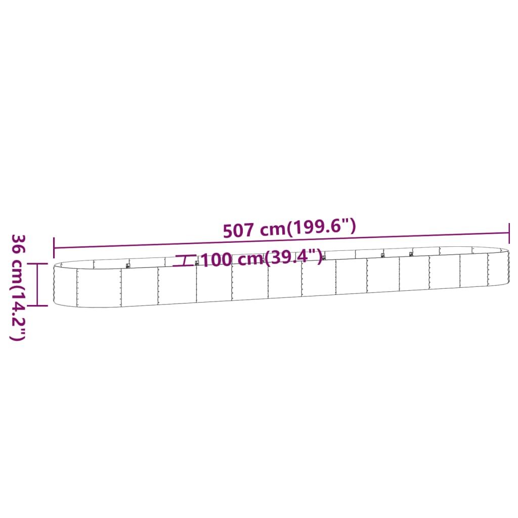 vidaXL Povišena vrtna gredica od čelika 507x100x36 cm sivi