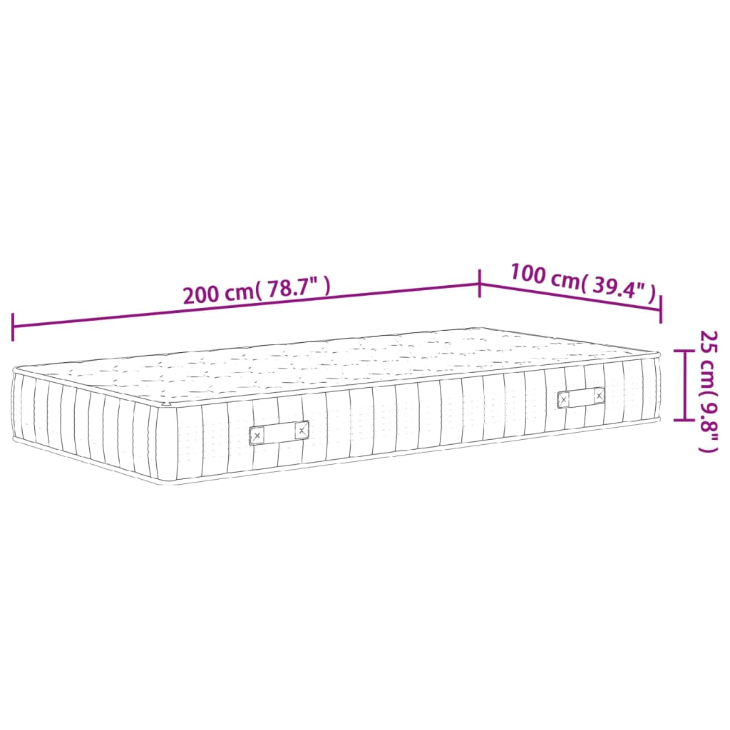 vidaXL Madrac s džepičastim oprugama srednje čvrst 100 x 200 cm