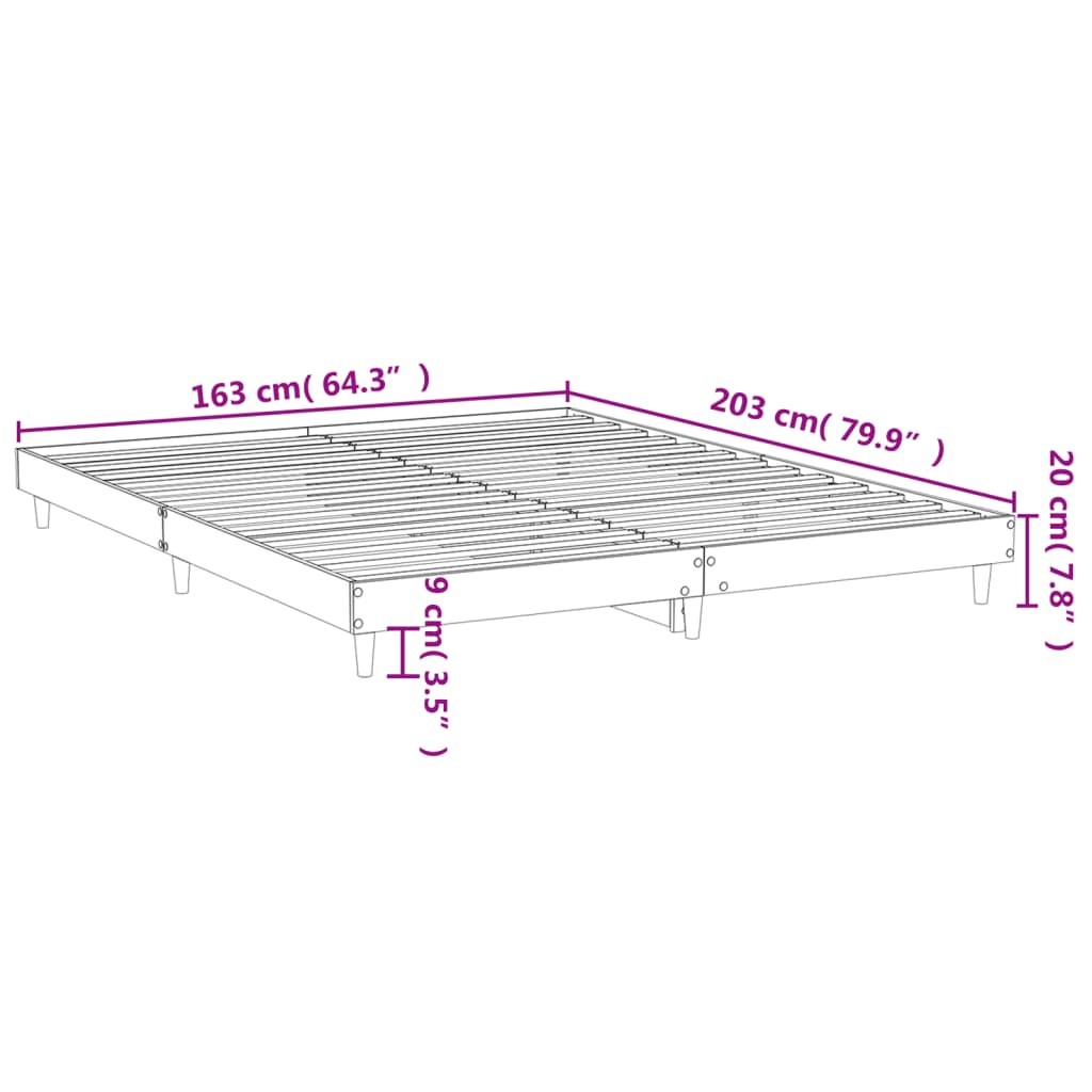 vidaXL Okvir kreveta boja hrasta 160 x 200 cm od konstruiranog drva