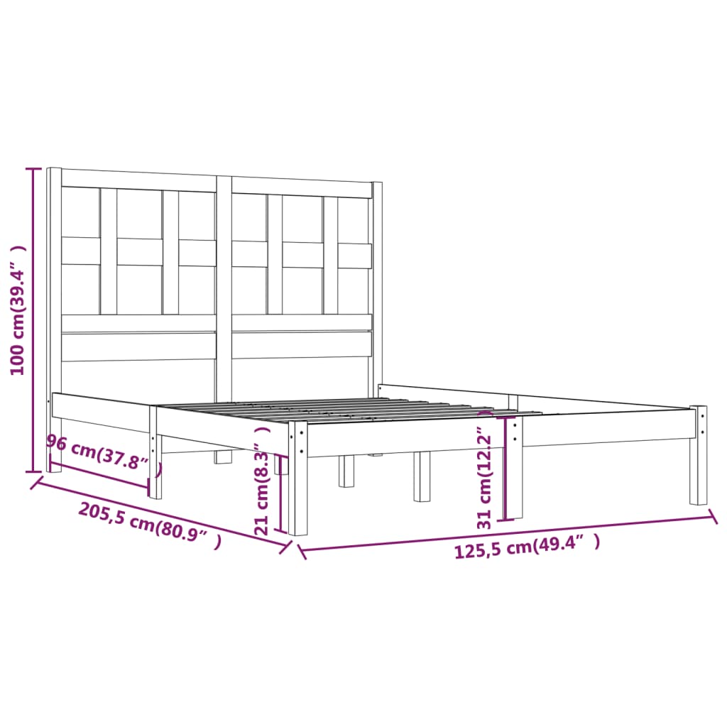 vidaXL Okvir za krevet od masivne borovine boja meda 120 x 200 cm