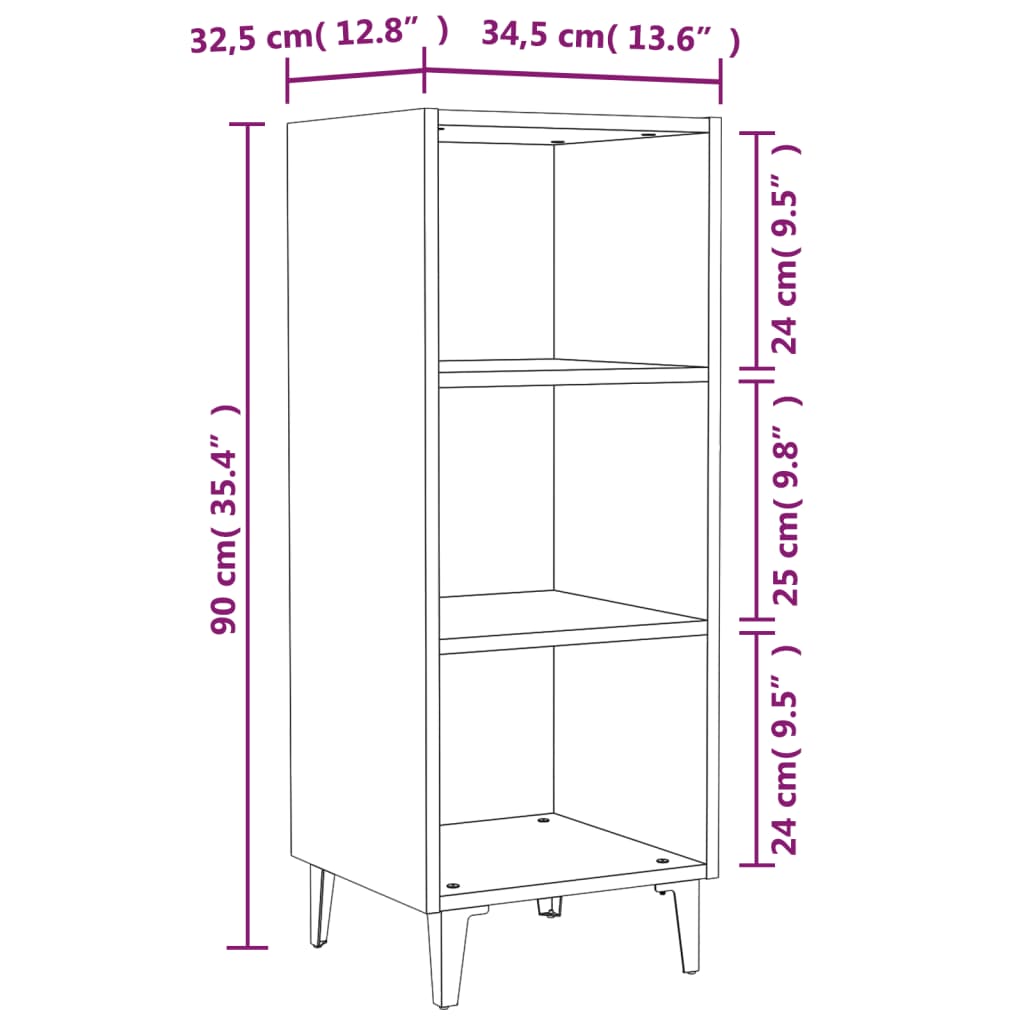 vidaXL Komoda boja hrasta sonome 34,5x32,5x90 cm konstruirano drvo