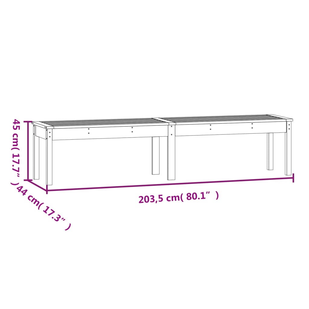 vidaXL Vrtna klupa s 2 sjedala 203,5 x 44 x 45 cm od masivne duglazije