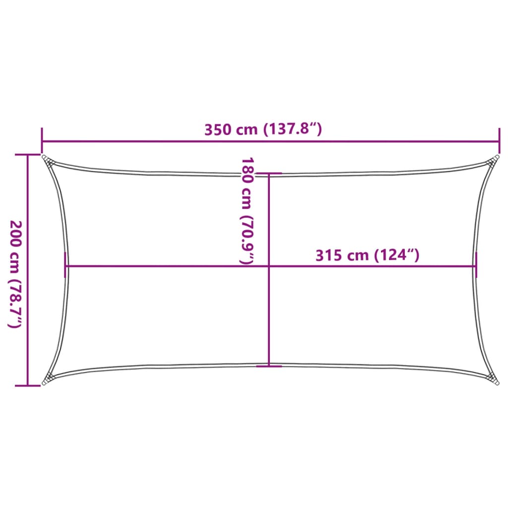 vidaXL Jedro za zaštitu od sunca 160 g/m² crno 2 x 3,5 m HDPE