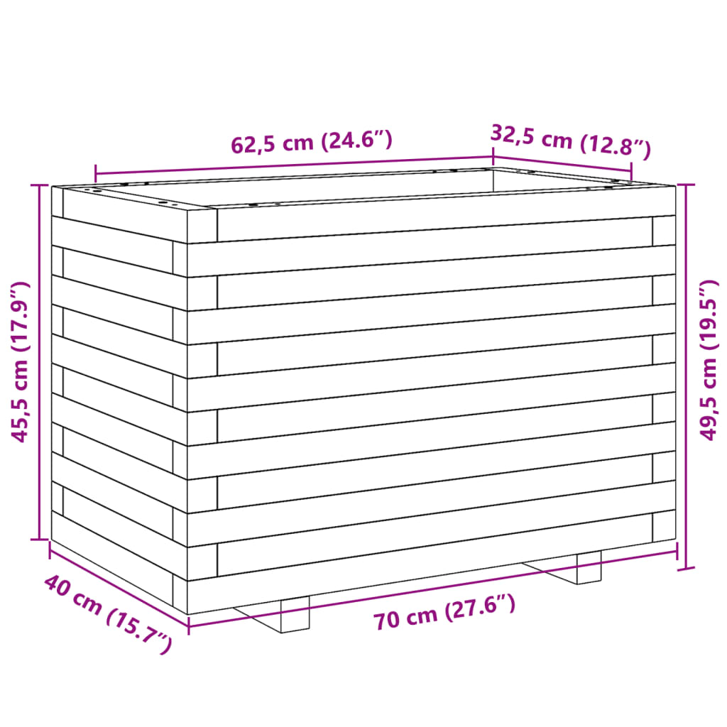 vidaXL Vrtna sadilica 70x40x49,5 cm od masivne borovine