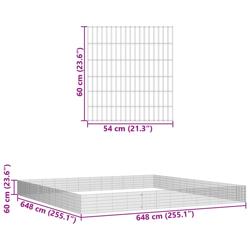 vidaXL Ograda za životinje s 48 ploča 54 x 60 cm od pocinčanog željeza