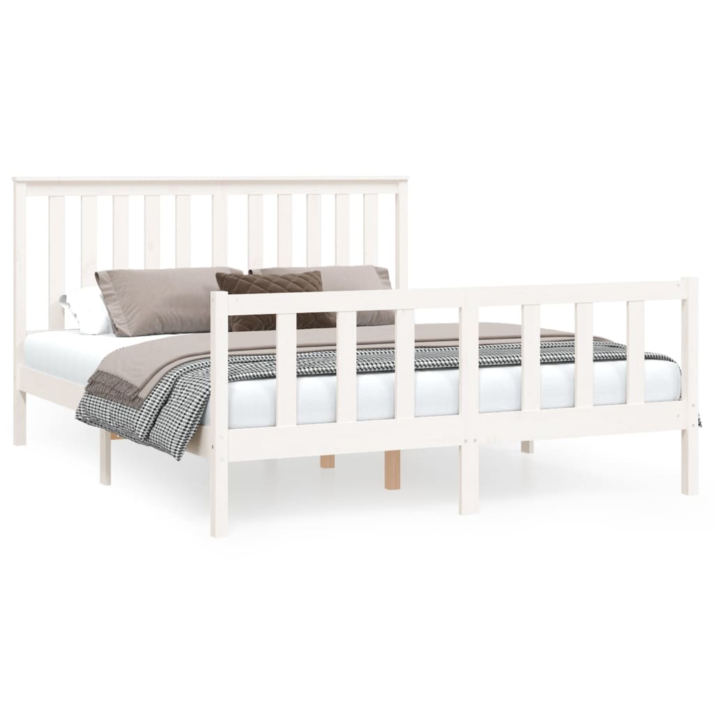 vidaXL Okvir za krevet s uzglavljem bijeli 150 x 200cm borovina bračni