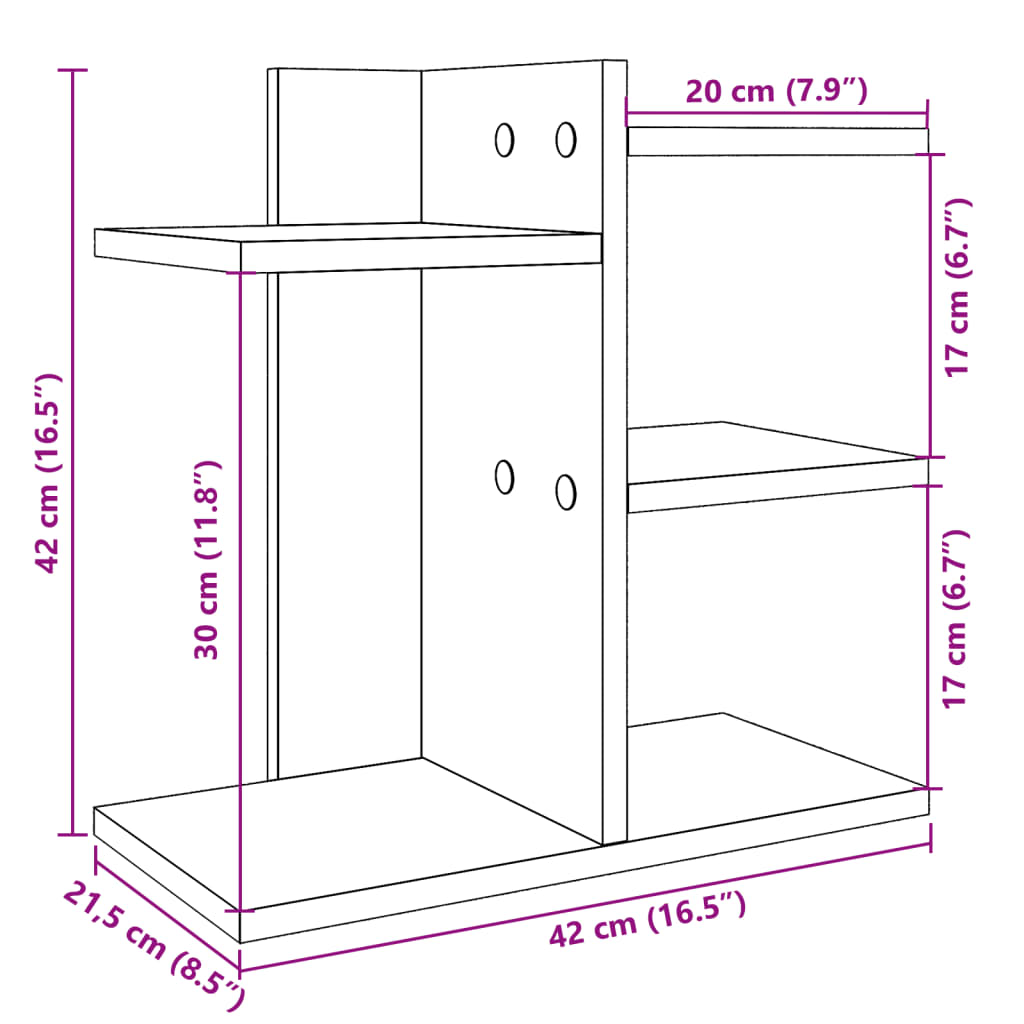 vidaXL Organizator za stol crni 42 x 21,5 x 42 cm konstruirano drvo