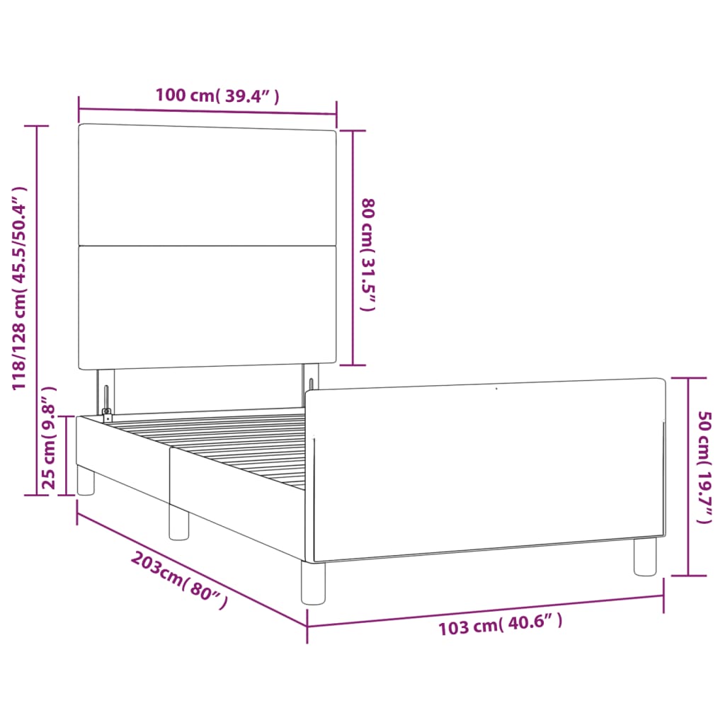 vidaXL Okvir za krevet s uzglavljem bijeli 100x200 cm od umjetne kože