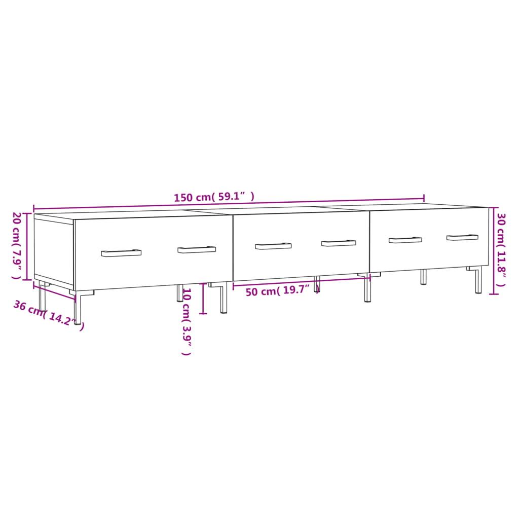 vidaXL TV ormarić boja smeđeg hrasta 150x36x30 cm konstruirano drvo