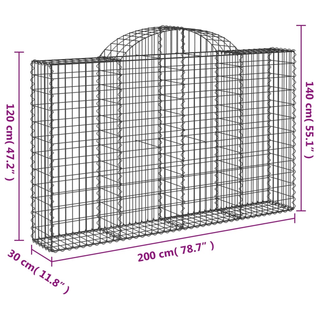 vidaXL Lučne gabionske košare 25kom 200x30x120/140cm pocinčano željezo