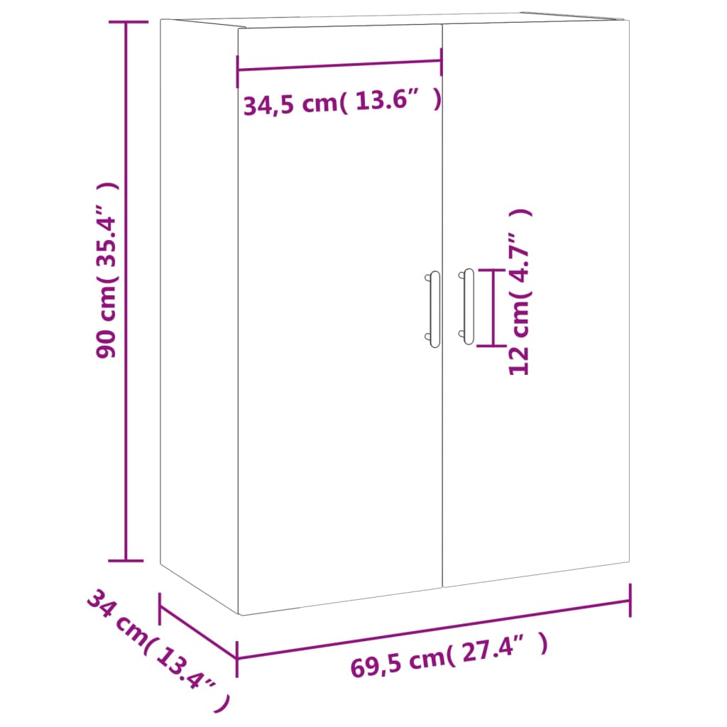 vidaXL Zidni ormarić boja smeđeg hrasta 69,5 x 34 x 90 cm