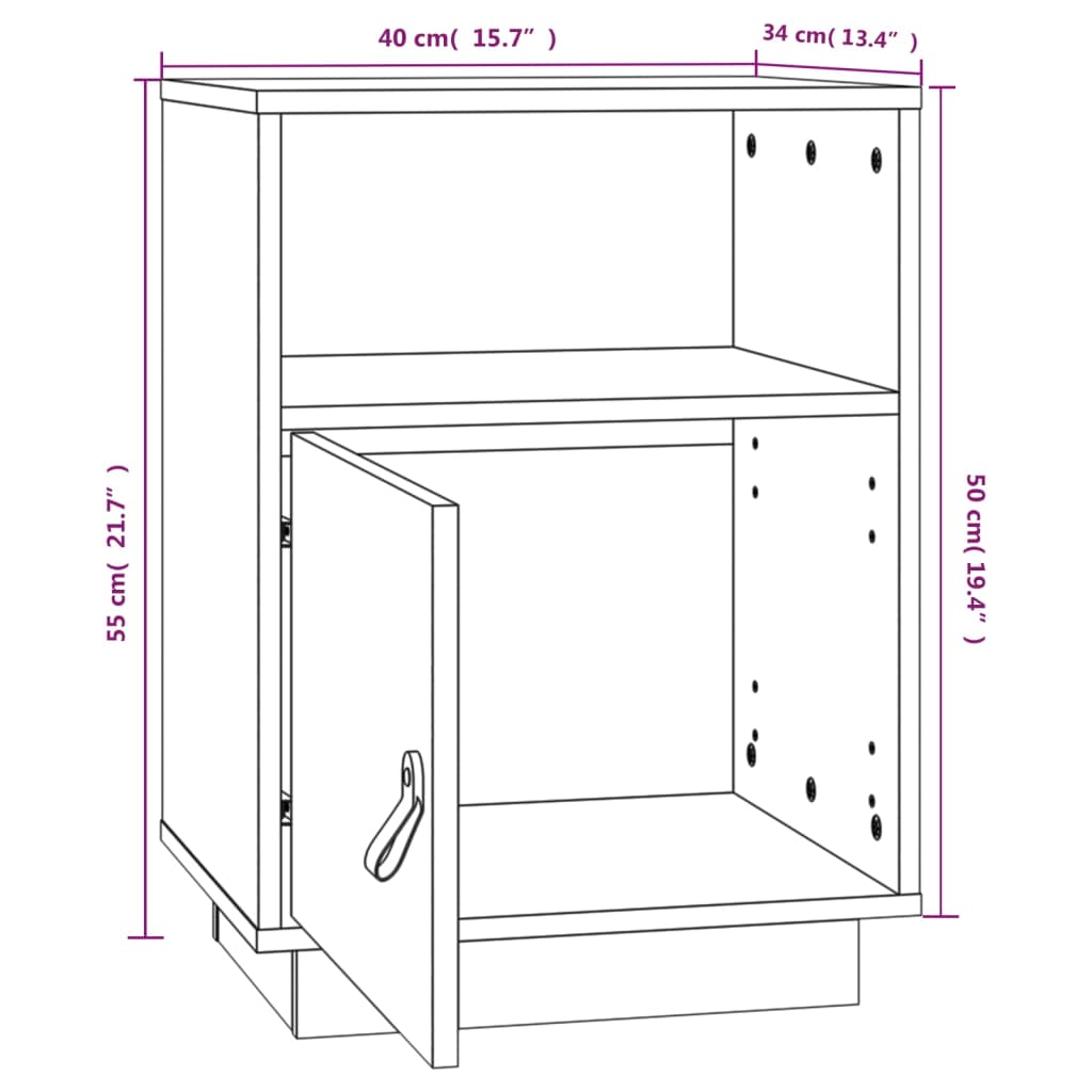 vidaXL Noćni ormarići 2 kom boja meda 40x34x55 cm od masivne borovine