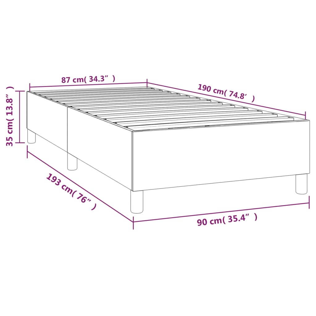 vidaXL Okvir za krevet tamnoplavi 90x190 cm baršunasti