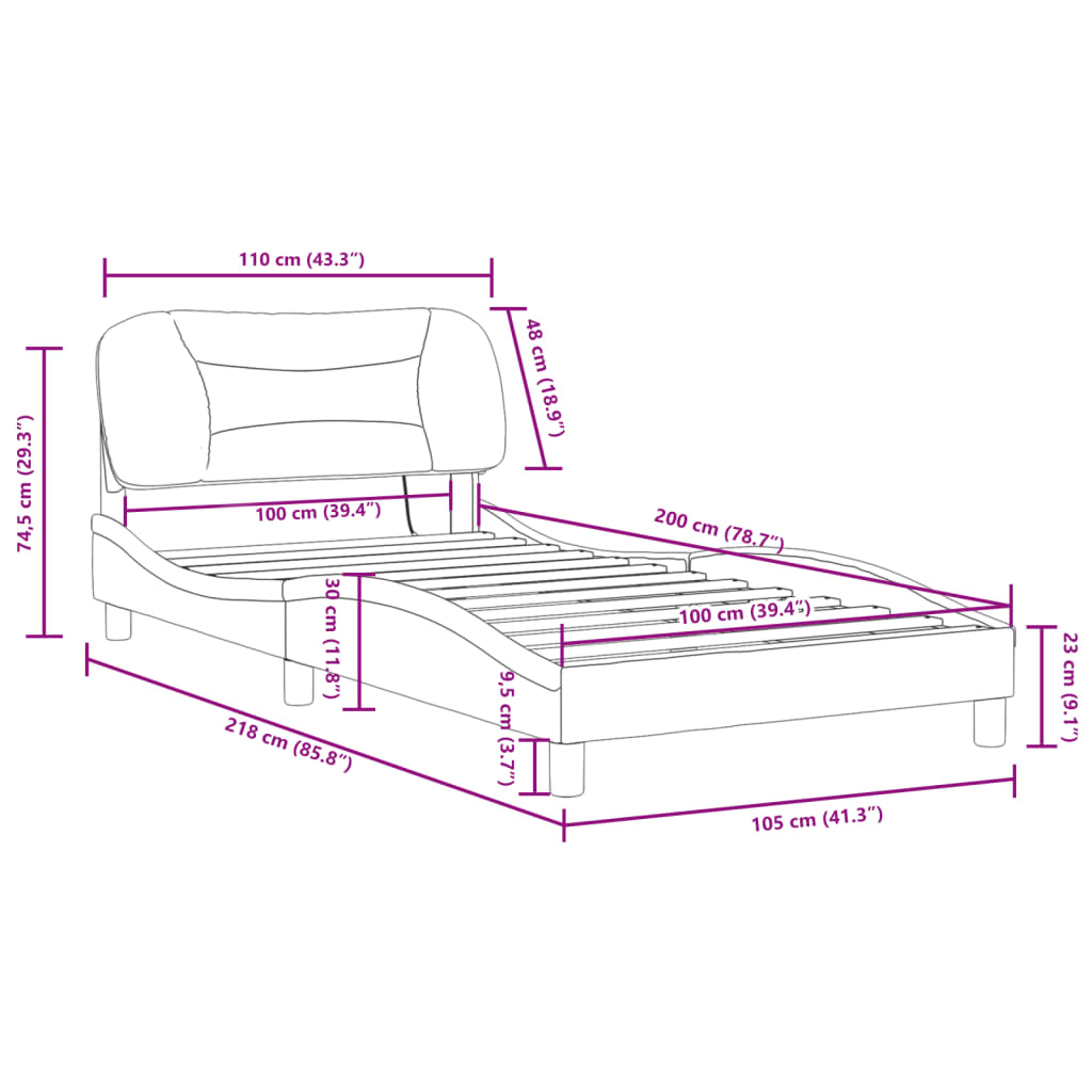 vidaXL Okvir kreveta s LED svjetlima crni 100 x 200 cm od tkanine