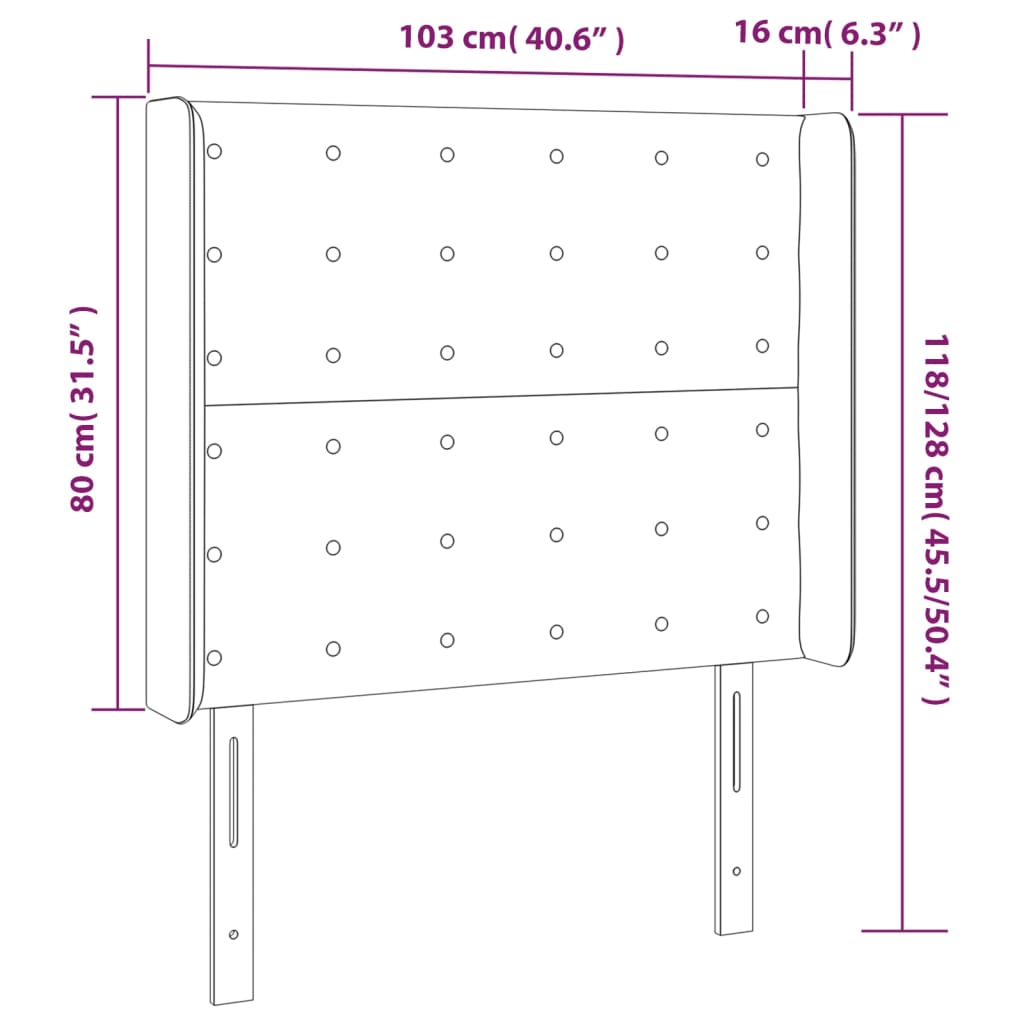 vidaXL LED uzglavlje tamnozeleno 103x16x118/128 cm baršunasto